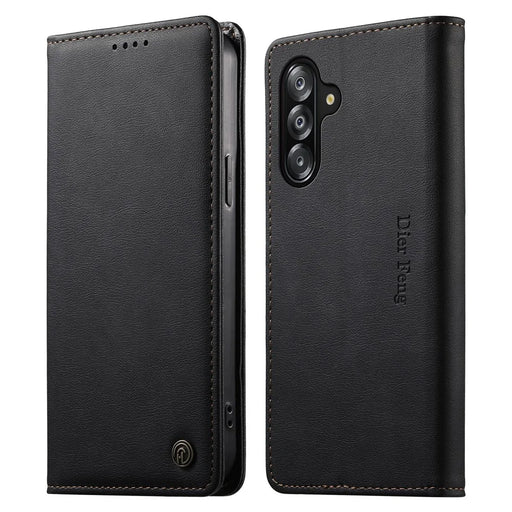 DIERFENG DF-019 for Samsung Galaxy A16 4G  /  A16 5G Leather Wallet Case Magnetic Flip Cover with Card Slots RFID Blocking - Black - 1