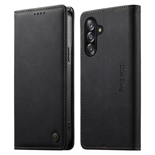 DIERFENG DF-019 for Samsung Galaxy A18 5G / A18 4G / A17 5G / A17 4G Leather Wallet Case Magnetic Flip Cover with Card Slots RFID Blocking - Black - 1