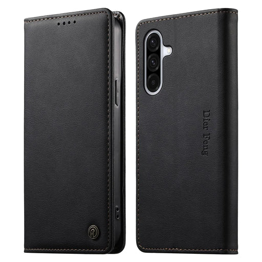 DIERFENG DF-019 for Samsung Galaxy A37 5G Leather Wallet Case Magnetic Flip Cover with Card Slots RFID Blocking - Black - 1