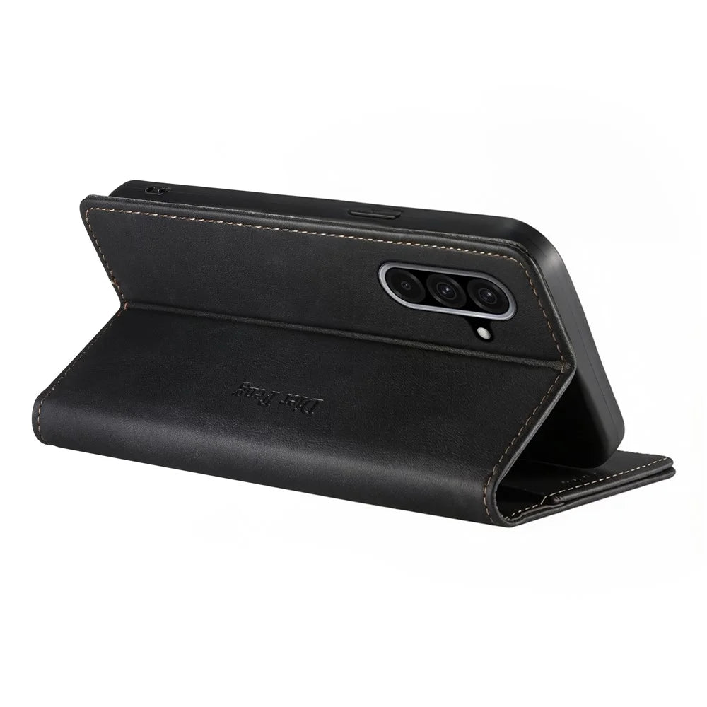 DIERFENG DF-019 for Samsung Galaxy A37 5G Leather Wallet Case Magnetic Flip Cover with Card Slots RFID Blocking - Black - 4