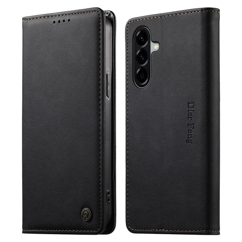 DIERFENG DF-019 for Samsung Galaxy A56 5G Leather Wallet Case Magnetic Flip Cover with Card Slots RFID Blocking - Black - 1