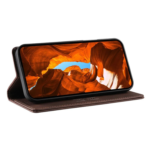 DIERFENG DF-019 for Samsung Galaxy S24+  /  S25+ Leather Wallet Case Magnetic Flip Cover with Card Slots RFID Blocking - Dark Brown - 2