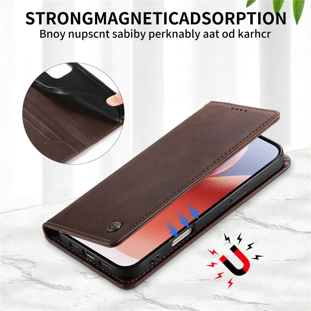 DIERFENG DF-019 for Samsung Galaxy S25 Edge Leather Wallet Case Magnetic Flip Cover with Card Slots RFID Blocking - Dark Brown - 7