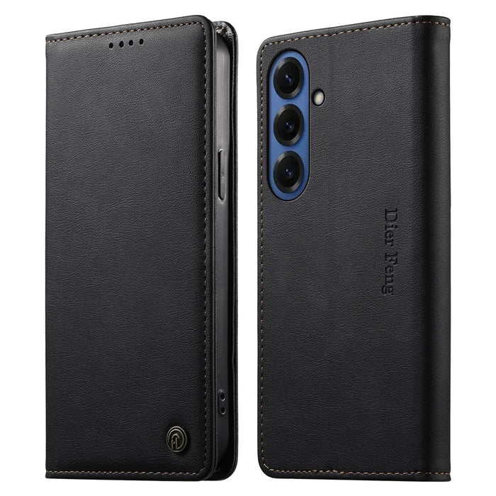 DIERFENG DF-019 for Samsung Galaxy S26+ Leather Wallet Case Magnetic Flip Cover with Card Slots RFID Blocking - Black - 1