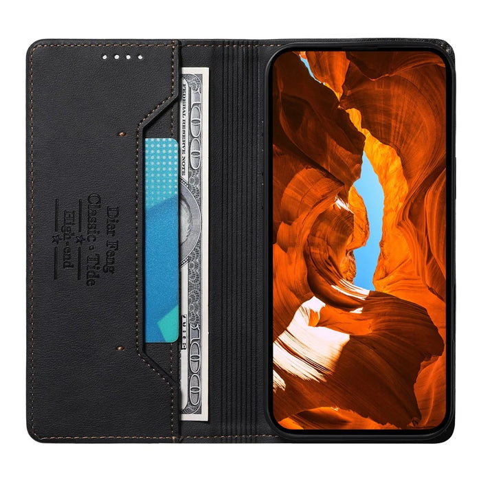 DIERFENG DF-019 for Samsung Galaxy S26+ Leather Wallet Case Magnetic Flip Cover with Card Slots RFID Blocking - Black - 3