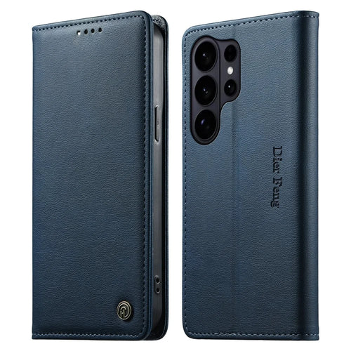 DIERFENG DF-019 for Samsung Galaxy S26 Ultra Leather Wallet Case Magnetic Flip Cover with Card Slots RFID Blocking - Blue - 1