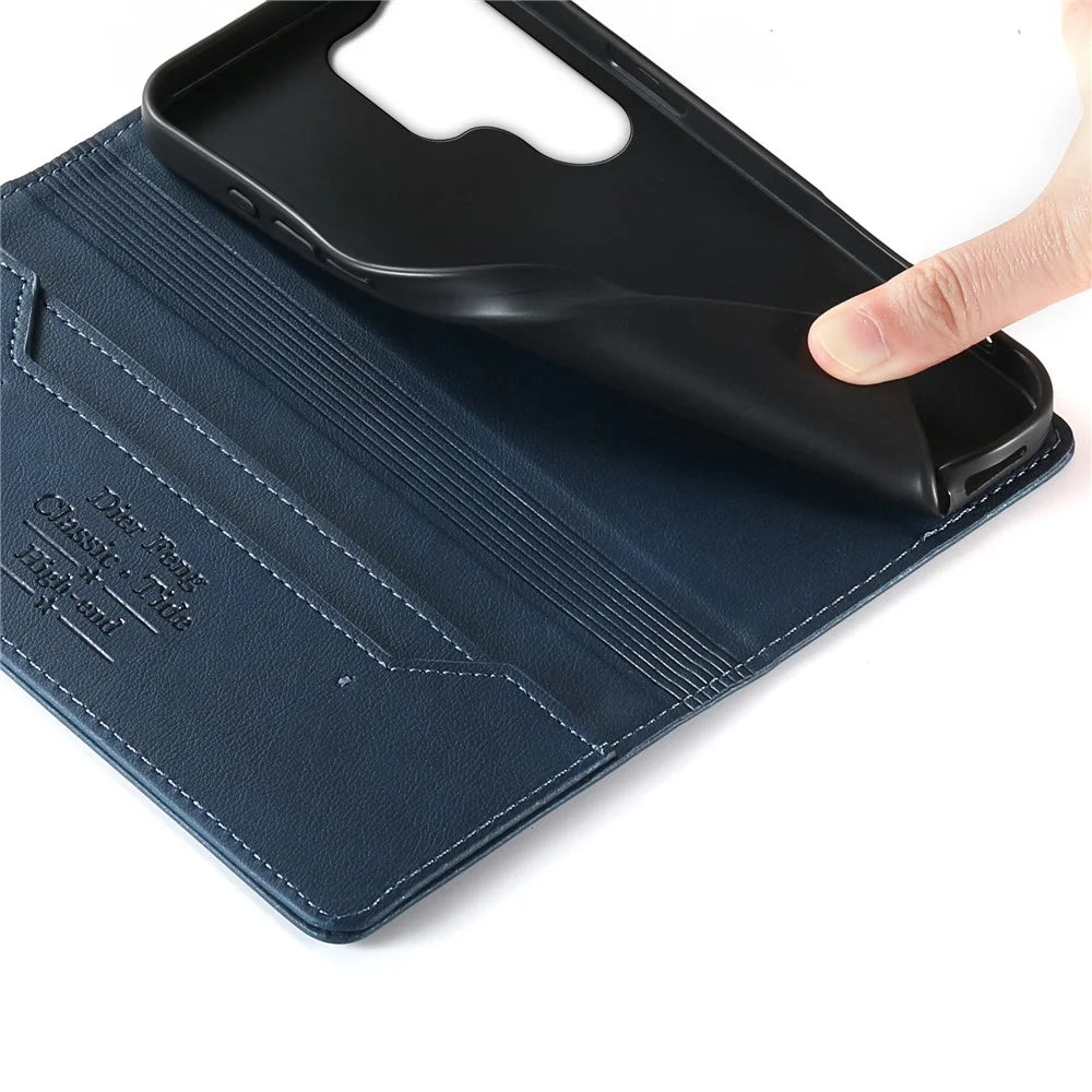 DIERFENG DF-019 for Samsung Galaxy S26 Ultra Leather Wallet Case Magnetic Flip Cover with Card Slots RFID Blocking - Blue - 5