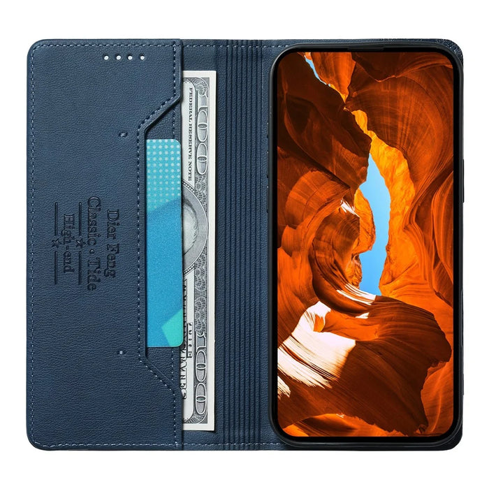 DIERFENG DF-019 for Sony Xperia 1 VII Leather Wallet Case Magnetic Flip Cover with Card Slots RFID Blocking - Blue - 3