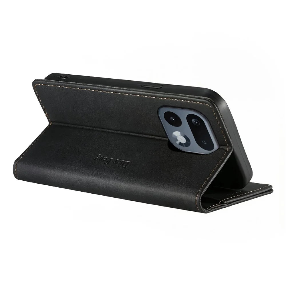 DIERFENG DF-019 for Realme 16 Pro 5G Leather Wallet Case Card Slots RFID Blocking Magnetic Flip Cover - Black - 4