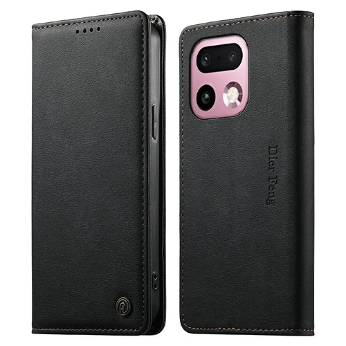 DIERFENG DF-019 for Realme 16 Pro+ 5G Leather Wallet Case Card Slots RFID Blocking Magnetic Flip Cover - Black - 1