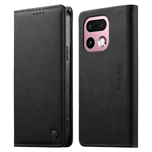 DIERFENG DF-019 for Realme 16 Pro+ 5G Leather Wallet Case Card Slots RFID Blocking Magnetic Flip Cover - Black - 1