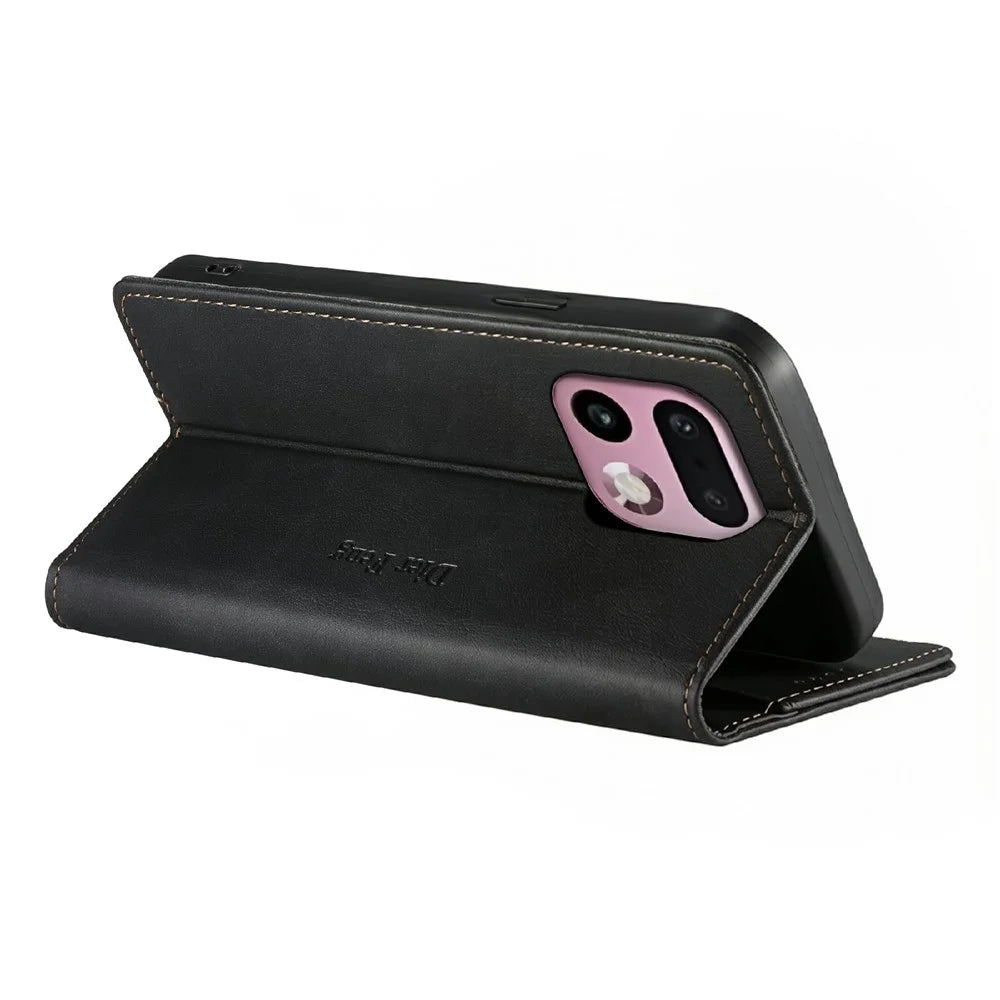 DIERFENG DF-019 for Realme 16 Pro+ 5G Leather Wallet Case Card Slots RFID Blocking Magnetic Flip Cover - Black - 4