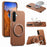 For Samsung Galaxy A57 5G Magnetic Case PC PU Phone Cover with 360 Rotating Ring Kickstand - Brown - 1
