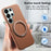 For Samsung Galaxy S25 Ultra Magnetic Case PC PU Phone Cover with 360 Rotating Ring Kickstand - Brown - 4