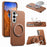 For Samsung Galaxy S25+ Magnetic Case PC PU Phone Cover with 360 Rotating Ring Kickstand - Brown - 1