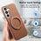For Samsung Galaxy S25+ Magnetic Case PC PU Phone Cover with 360 Rotating Ring Kickstand - Brown - 4