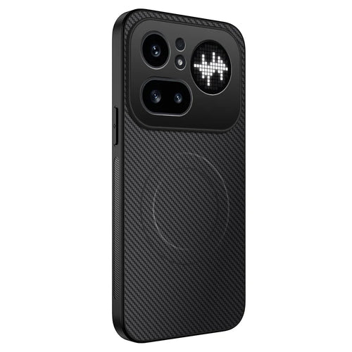 WANLONFENG For Nothing Phone (4a) Pro TQ Series Magnetic Case Carbon Fiber Texture PC TPU Phone Cover - Black - 1