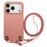 For iPhone 17 Pro Litchi Pattern Case with Lanyard Shockproof PC PU Leather Cover - Pink - 1
