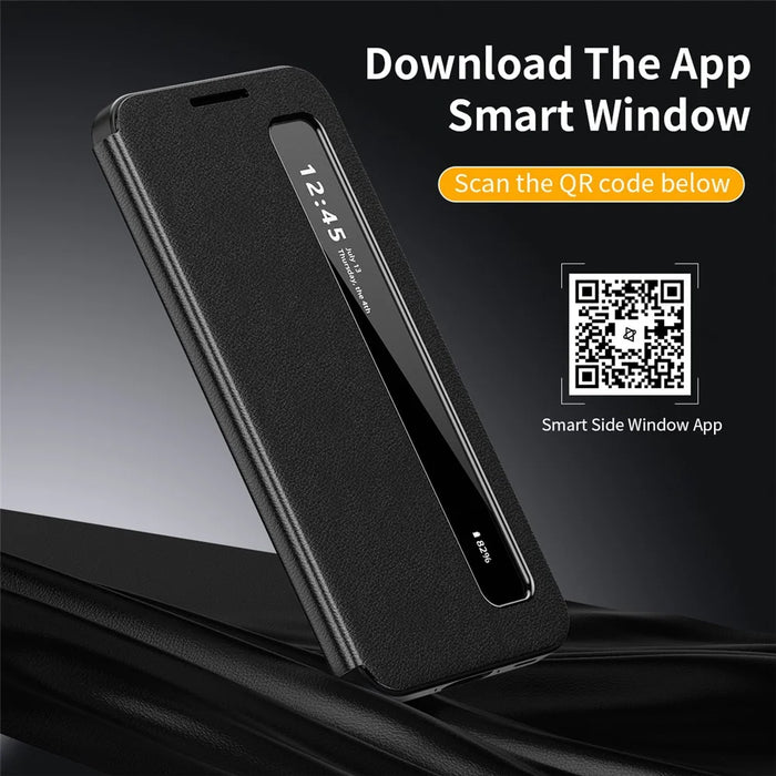 For Samsung Galaxy A57 5G Case Smart View Window Leather Phone Cover - Black - 2