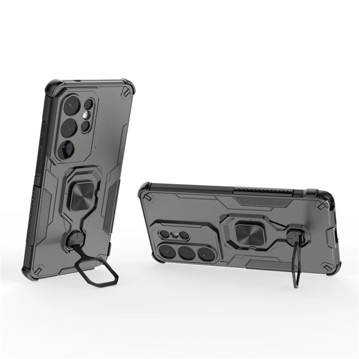 For Samsung Galaxy S26 Ultra Case Rotatable Ring Kickstand PC + TPU Shockproof Phone Cover - Black - 2