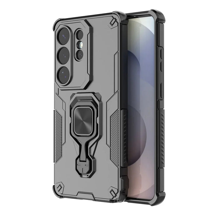 For Samsung Galaxy S26 Ultra Case Rotatable Ring Kickstand PC + TPU Shockproof Phone Cover - Black - 5