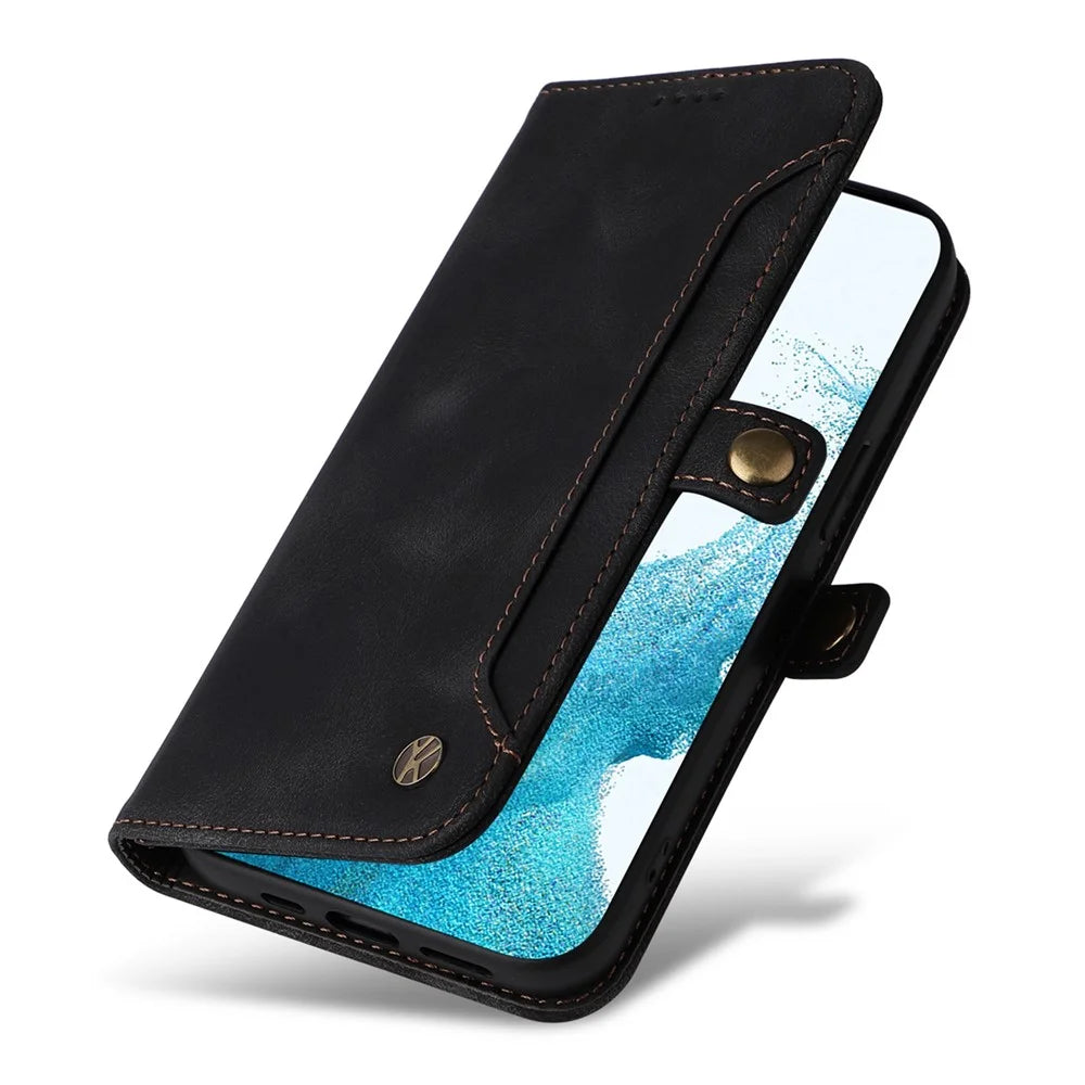 YIKATU YK-002 For Samsung Galaxy S23 Skin-touch Feeling Wallet Case with Outer Card Slot, Stand Feature PU Leather Magnetic Protect Flip Phone Cover  - Black - 5