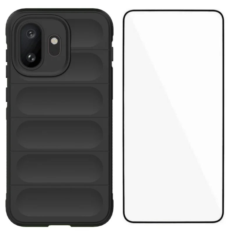 WANLONFENG For OnePlus 15T 5G TPU Case HD Series Anti Slip Phone Cover with Tempered Glass - Black - 1