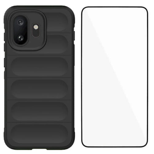 WANLONFENG For OnePlus 15T 5G TPU Case HD Series Anti Slip Phone Cover with Tempered Glass - Black - 1