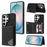 For Samsung Galaxy S26 Ultra Case Line Imprinted Color Splicing Leather Phone Cover - Black - 1