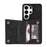 For Samsung Galaxy S26 Ultra Case Line Imprinted Color Splicing Leather Phone Cover - Black - 2