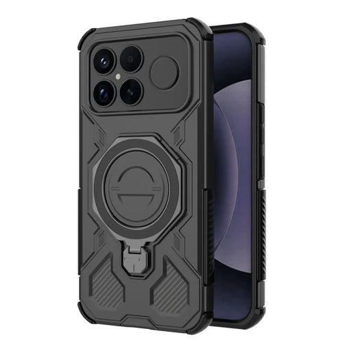 WANLONFENG For Xiaomi Poco F8 Ultra / Xiaomi Redmi K90 Pro Max 5G Case Kickstand with 2Pcs Screen Film KJ Series PC TPU Phone Cover (Big Lens Hole) - Black - 2