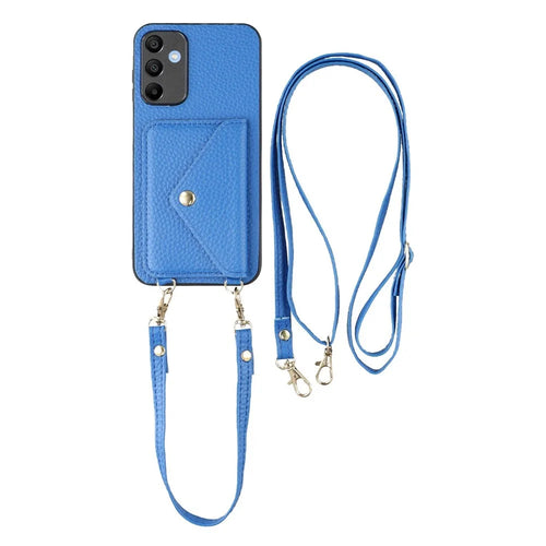 Case For Samsung Galaxy A18 5G / A18 4G / A17 5G / A17 4G Card Holder Litchi Texture PU Leather + TPU Phone Cover with Straps - Blue - 1