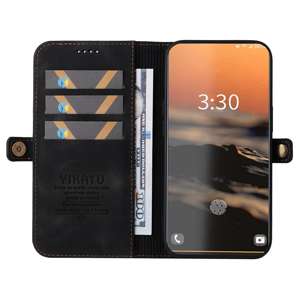 YIKATU YK-002 For Samsung Galaxy S23 Ultra Skin-touch PU Leather Wallet Case Flip Stand Phone Protective Cover with Outer Card Slot - Black - 2