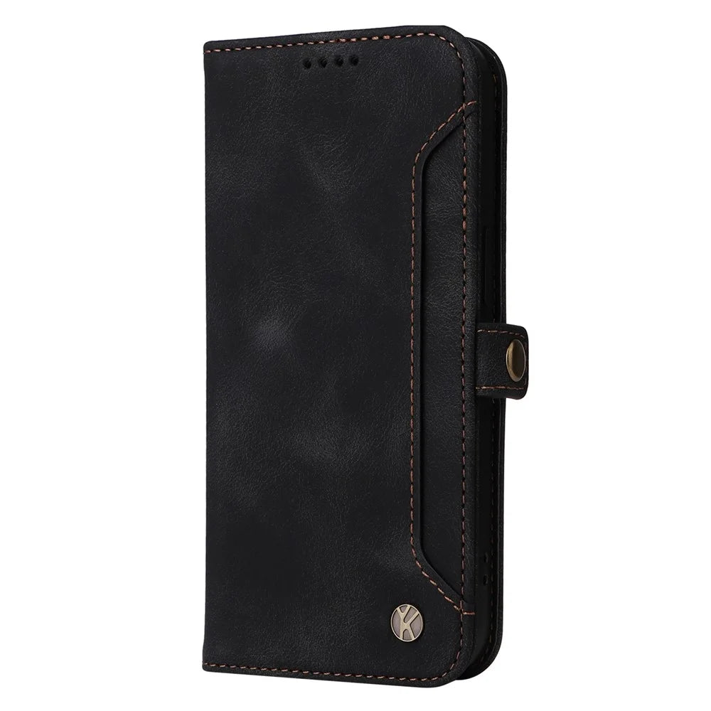 YIKATU YK-002 For Samsung Galaxy S23 Ultra Skin-touch PU Leather Wallet Case Flip Stand Phone Protective Cover with Outer Card Slot - Black - 7