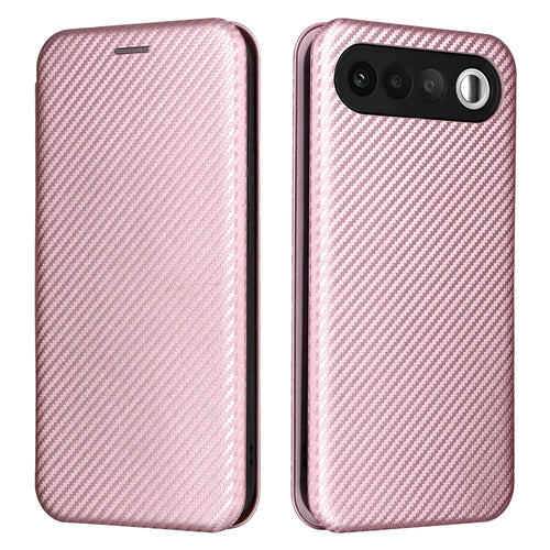 For Realme 16 5G Phone Case Carbon Fiber Texture Drop-Proof PU Leather Phone Cover - Rose Gold - 1