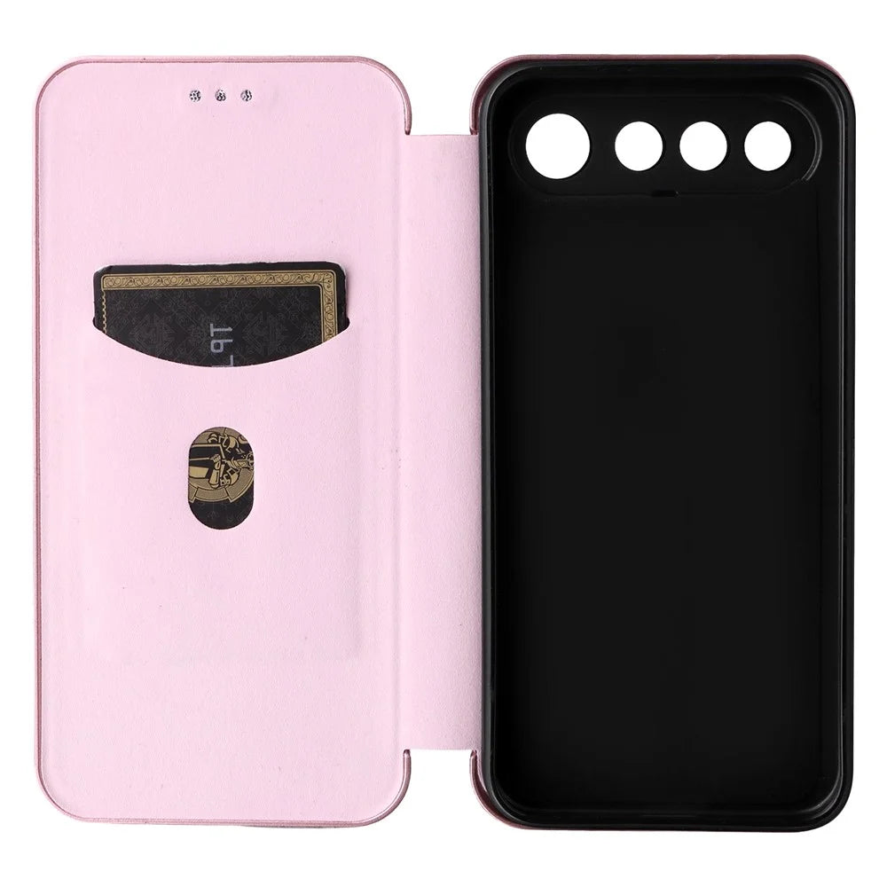 For Realme 16 5G Phone Case Carbon Fiber Texture Drop-Proof PU Leather Phone Cover - Rose Gold - 3