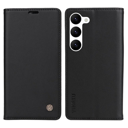 YIKATU YK-001 For Samsung Galaxy S23 PU Leather Drop-proof Case Magnetic Auto Closing Phone Stand Wallet Cover - Black - 1