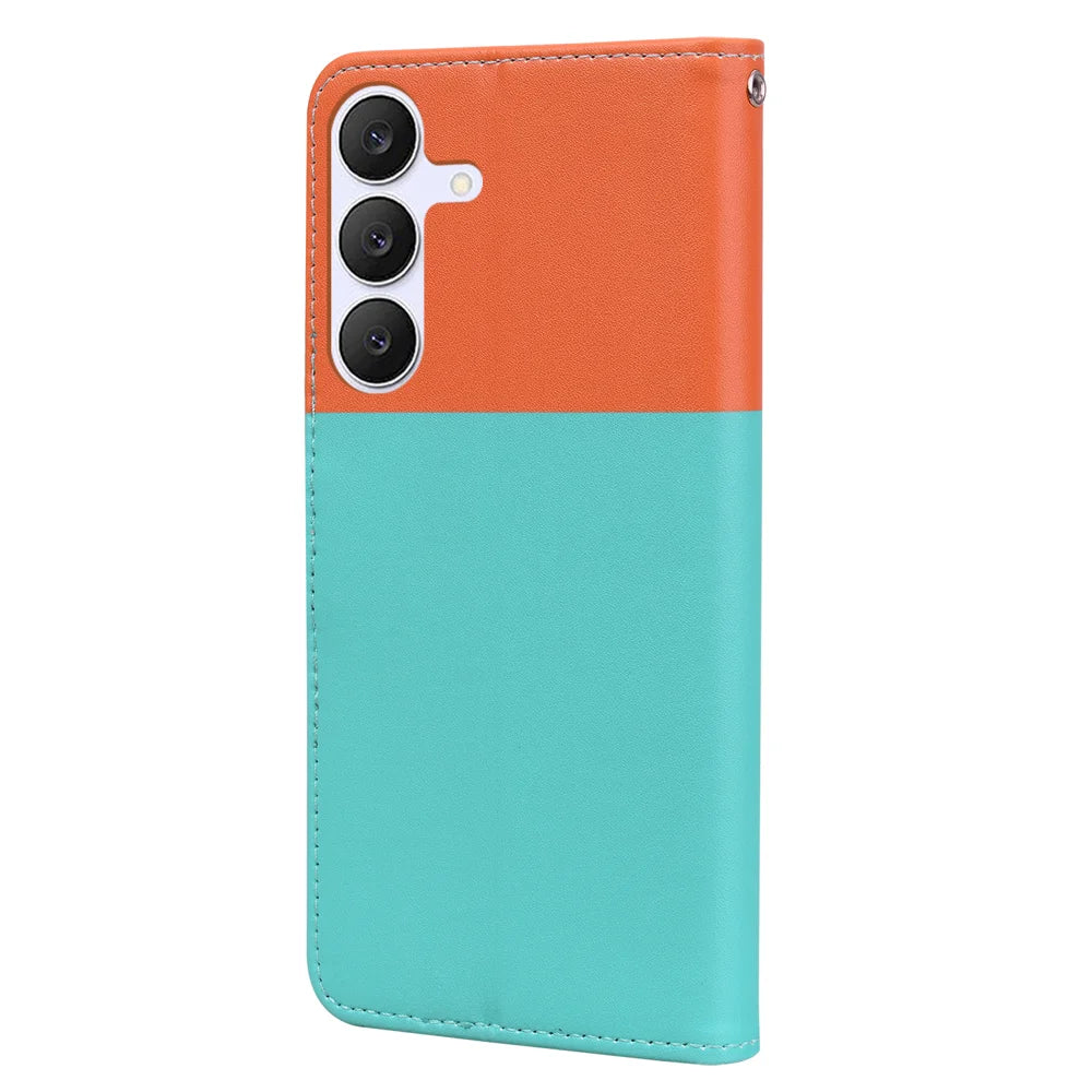 For Samsung Galaxy S25 FE Cartoon Pet Series  Wallet Phone Case Splicing Leather Flip Cover - Sky Blue - 4