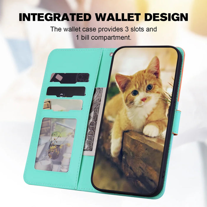 For Google Pixel 10a Cartoon Pet Series  Wallet Phone Case Splicing Leather Flip Cover - Sky Blue - 7