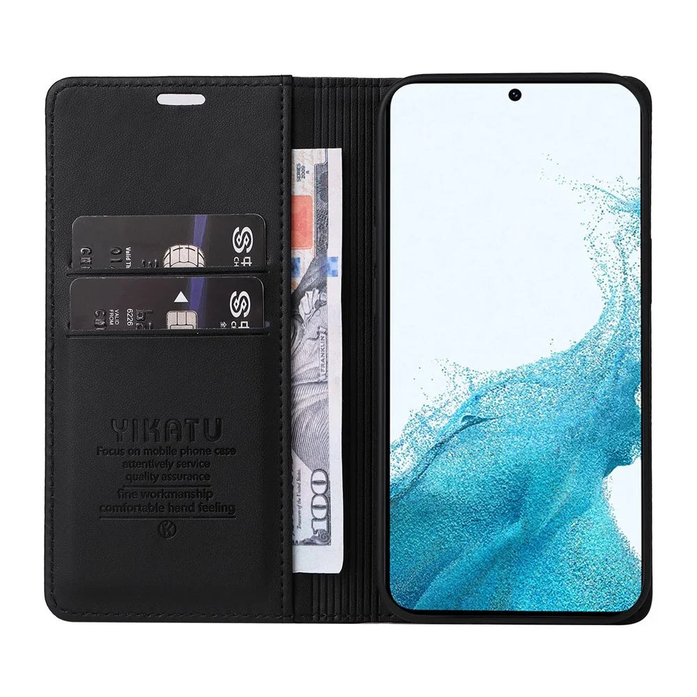 YIKATU YK-001 For Samsung Galaxy S23+ Magnetic Auto Closing PU Leather Shockproof Wallet Case Foldable Stand Protective Cover - Black - 2