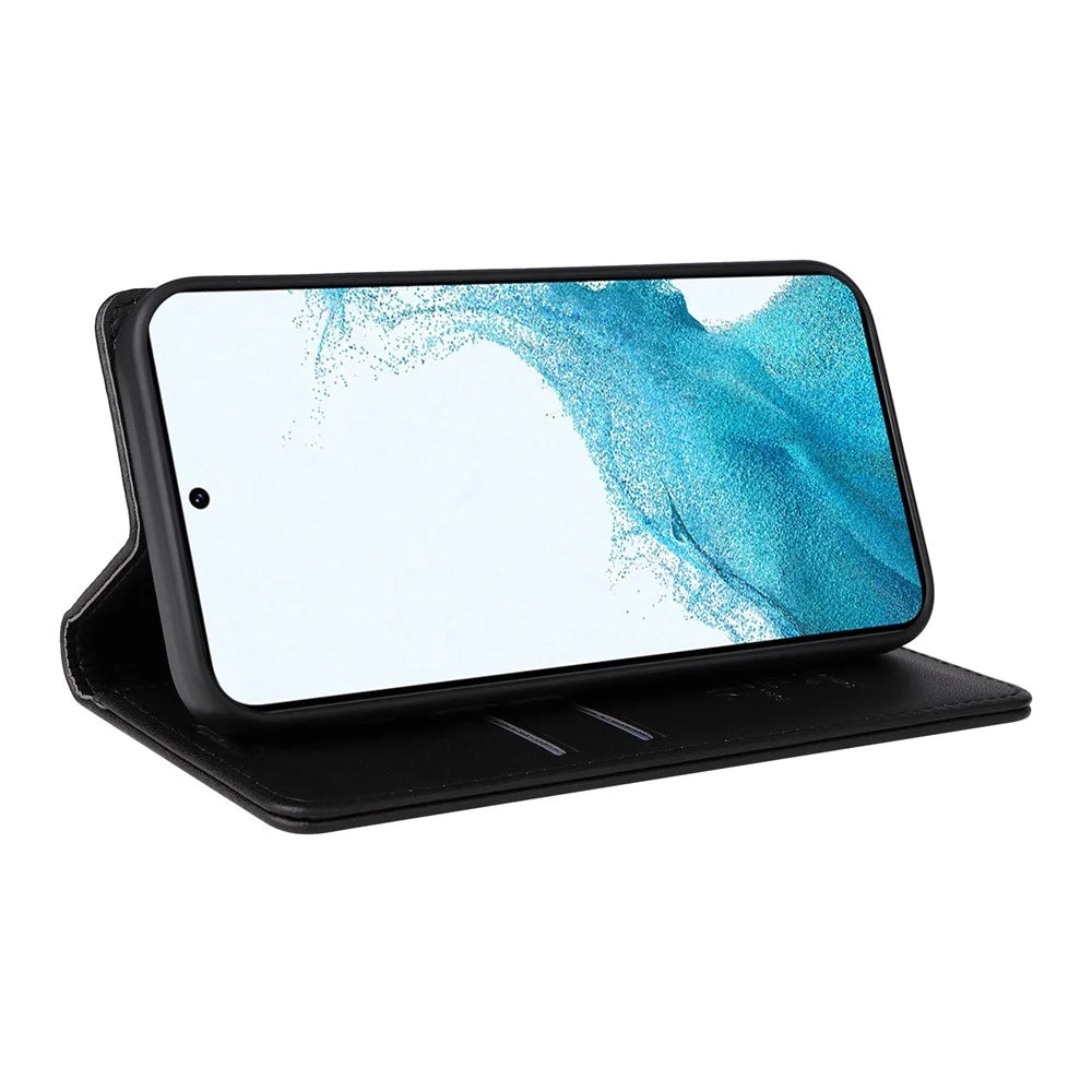 YIKATU YK-001 For Samsung Galaxy S23+ Magnetic Auto Closing PU Leather Shockproof Wallet Case Foldable Stand Protective Cover - Black - 3