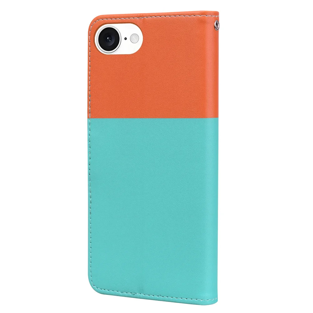 For iPhone 16e / iPhone 17e Cartoon Pet Series  Wallet Phone Case Splicing Leather Flip Cover - Sky Blue - 4