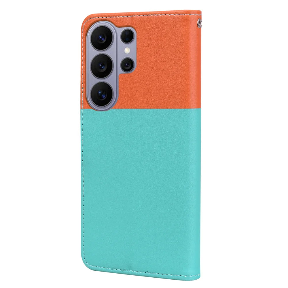 For Samsung Galaxy S26 Ultra Cartoon Pet Series  Wallet Phone Case Splicing Leather Flip Cover - Sky Blue - 4