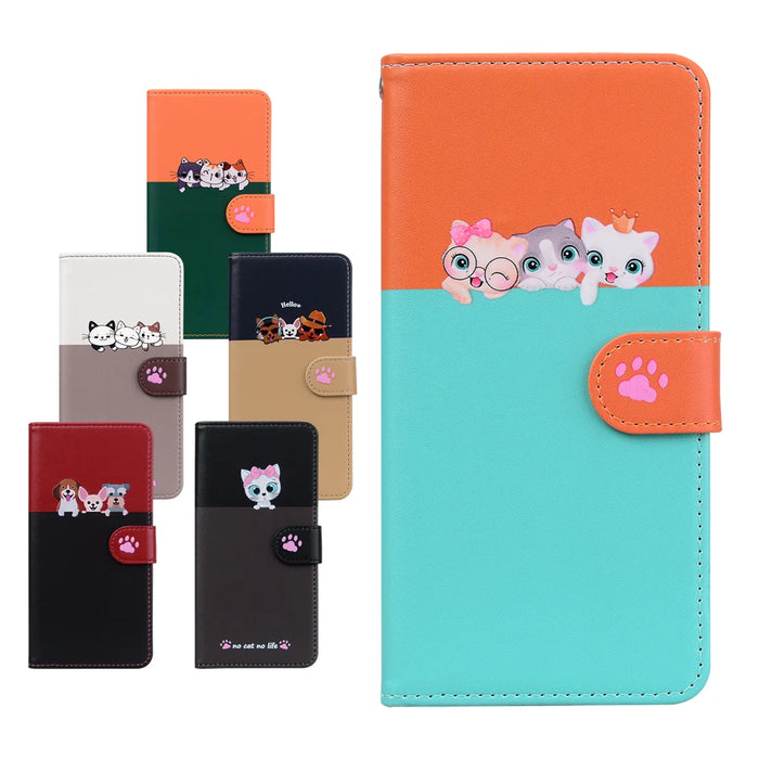 For Samsung Galaxy S26+ Cartoon Pet Series  Wallet Phone Case Splicing Leather Flip Cover - Sky Blue - 2