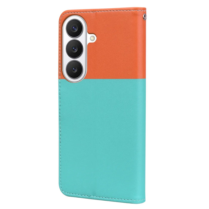 For Samsung Galaxy S26+ Cartoon Pet Series  Wallet Phone Case Splicing Leather Flip Cover - Sky Blue - 5