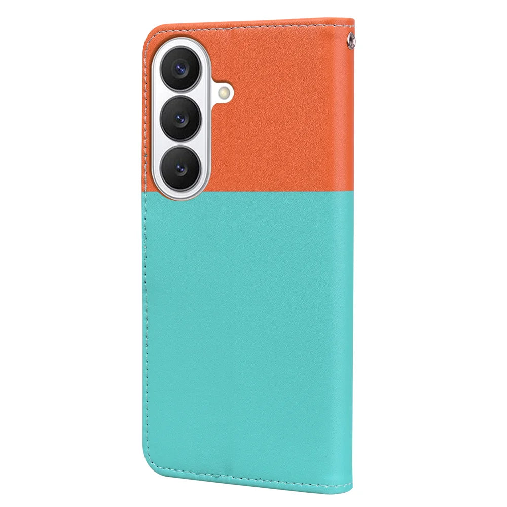 For Samsung Galaxy S26 Cartoon Pet Series  Wallet Phone Case Splicing Leather Flip Cover - Sky Blue - 4