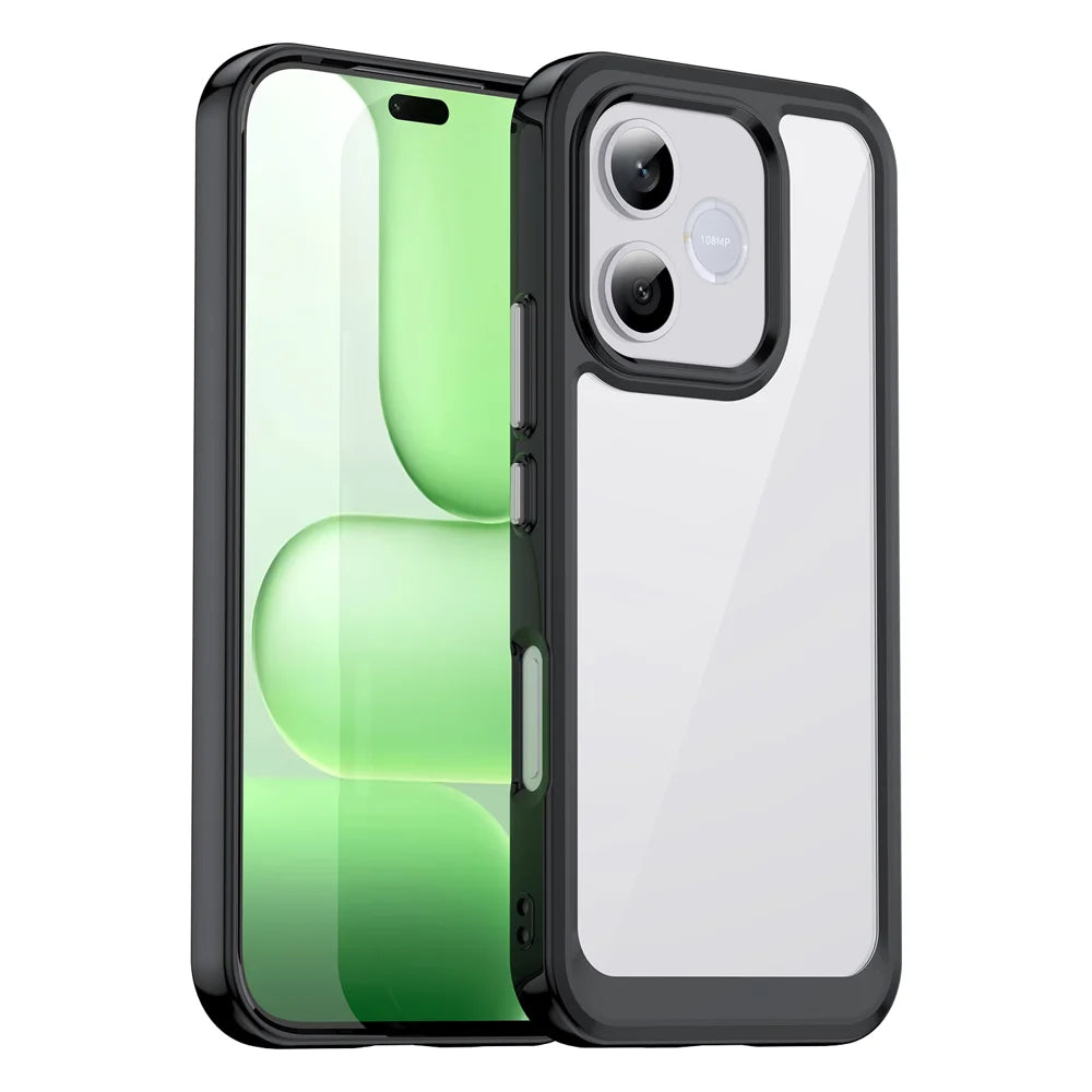 WANLONFENG For Honor 600 Lite 5G Phone Case XC Series TPU Acrylic Cover with Tempered Glass (Big Lens Hole) - Black - 2