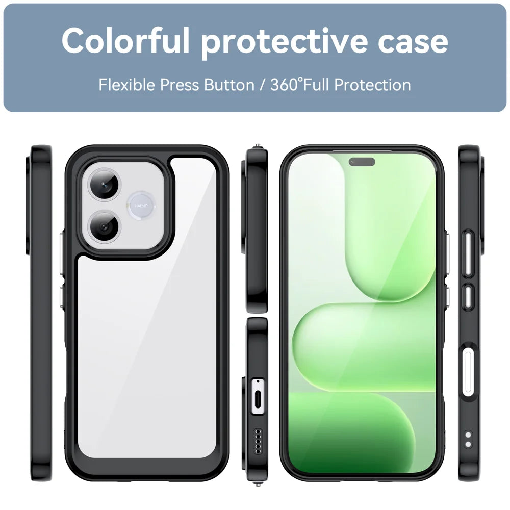 WANLONFENG For Honor 600 Lite 5G Phone Case XC Series TPU Acrylic Cover with Tempered Glass (Big Lens Hole) - Black - 3