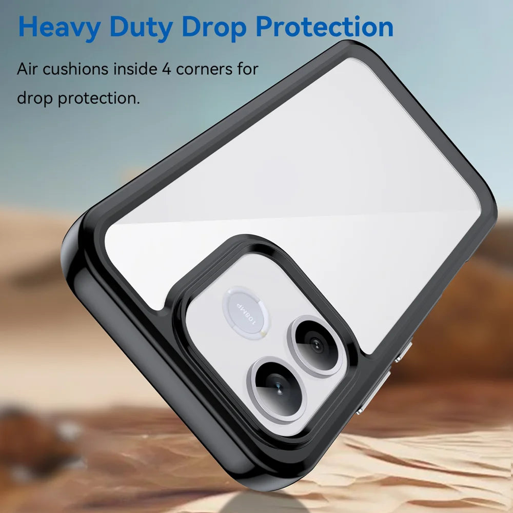 WANLONFENG For Honor 600 Lite 5G Phone Case XC Series TPU Acrylic Cover with Tempered Glass (Big Lens Hole) - Black - 4
