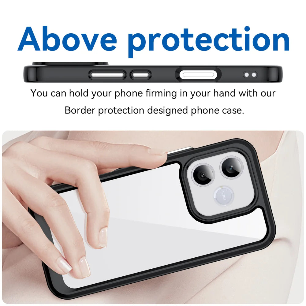 WANLONFENG For Honor 600 Lite 5G Phone Case XC Series TPU Acrylic Cover with Tempered Glass (Big Lens Hole) - Black - 5